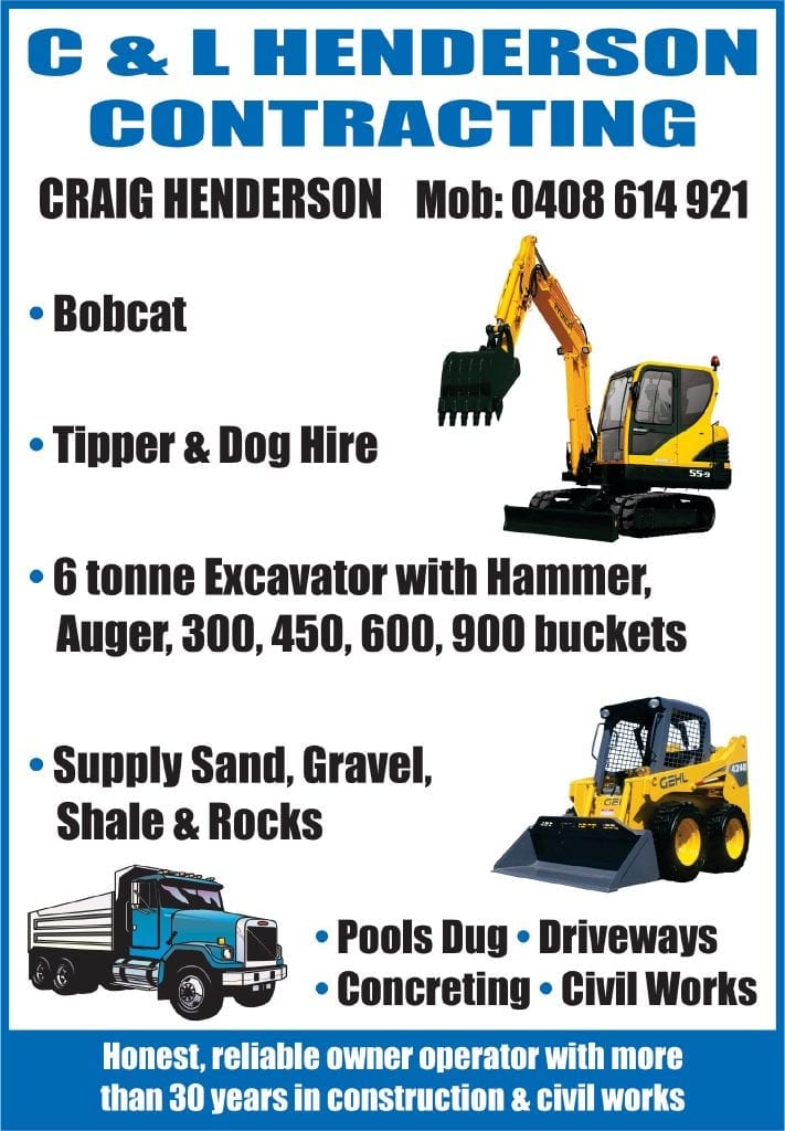 C & L Henderson Contracting, earthmoving. 